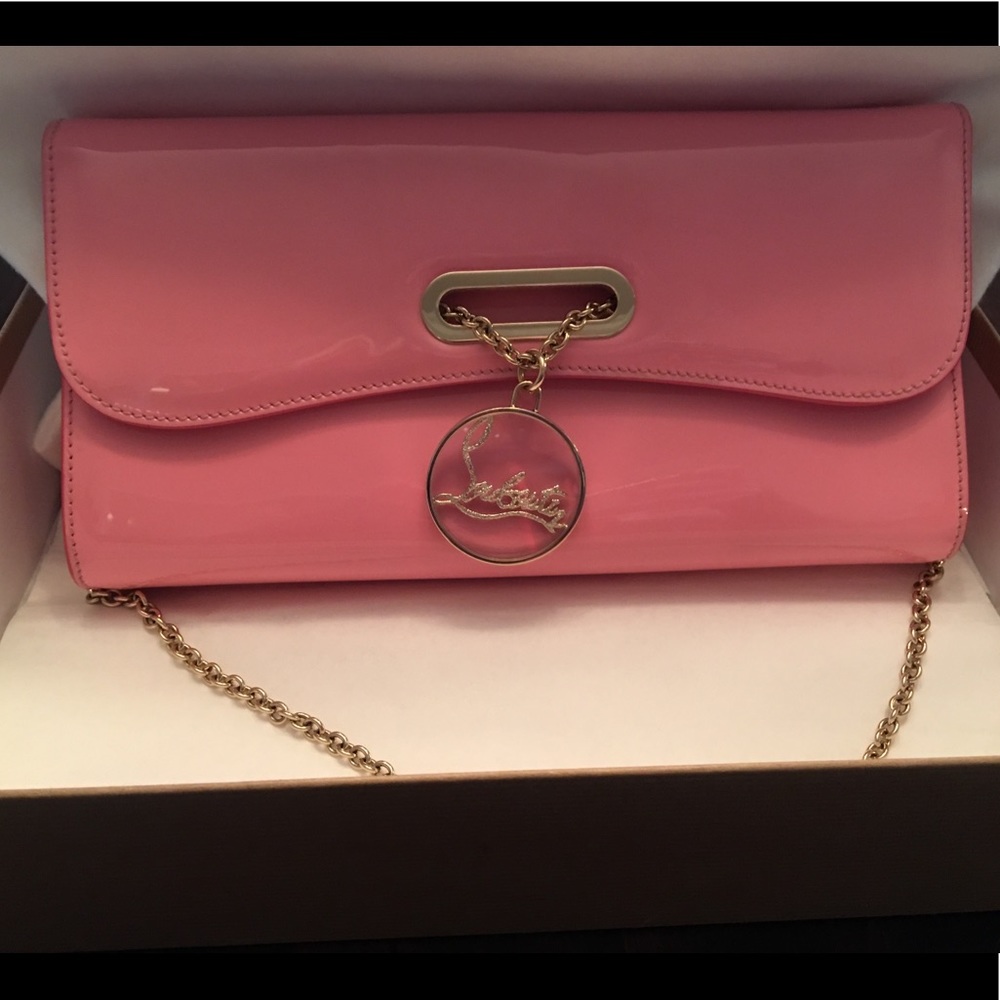 Christian Loboutin Riviera Clutch Patent Calf/Rose